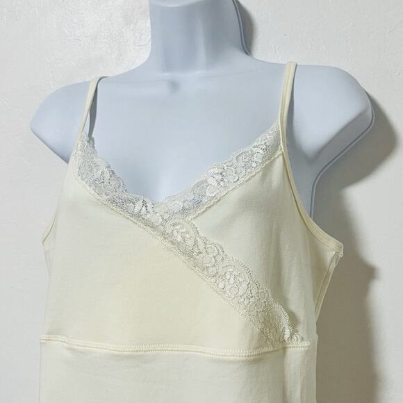 GAP Y2K Lace Trim Cotton Babydoll Tank Top Size L Romantic Angelcore - Picture 3 of 7